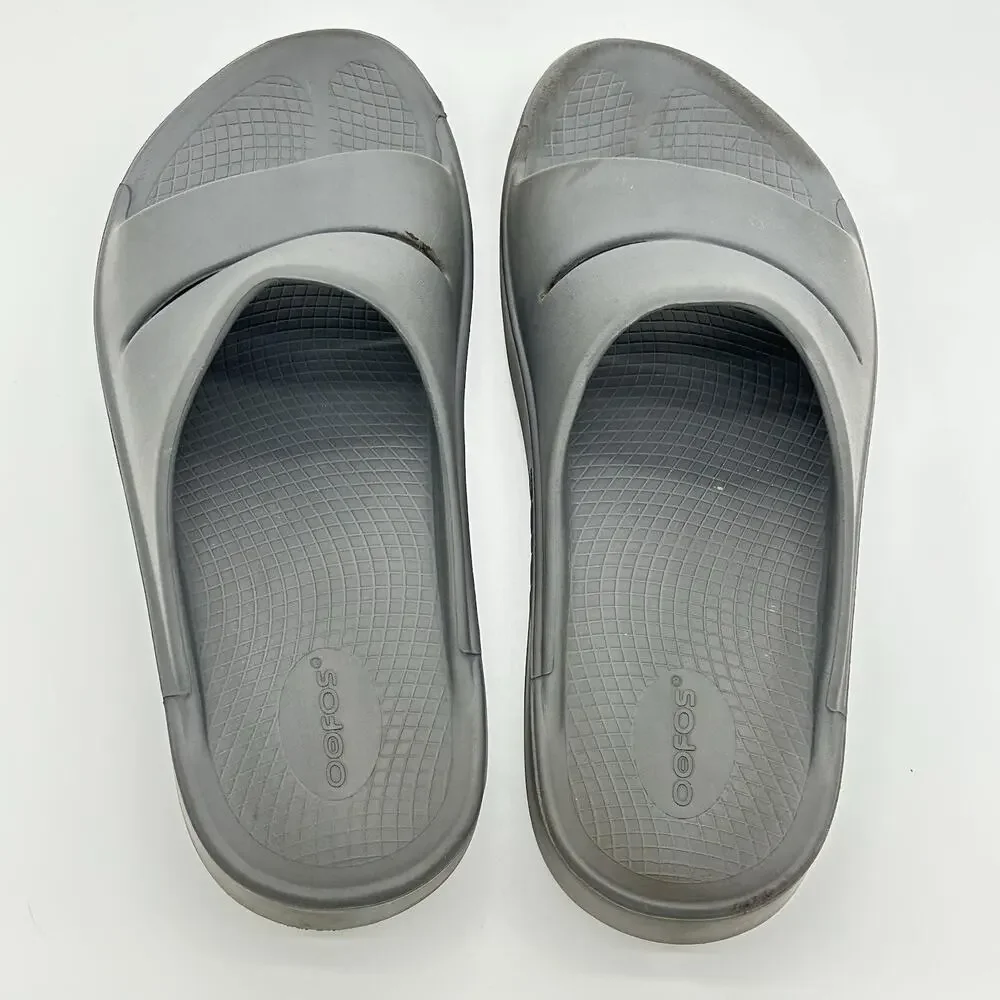 OOFOS OOahh Slide Sandal Gray Recovery Comfort Shoes Men 10 Women's 12